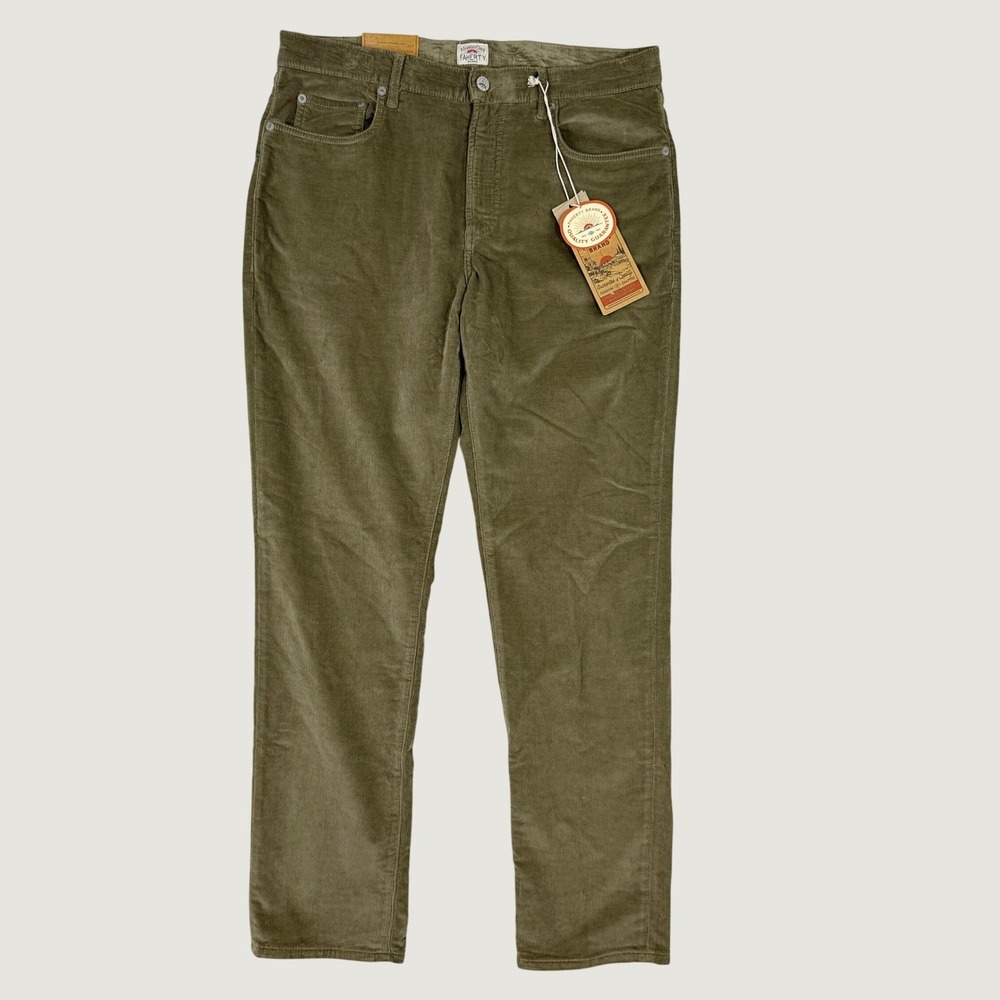 Faherty Stretch Terry Corduroy 5 Pocket Pants / 32x30 / Surplus Olive - New